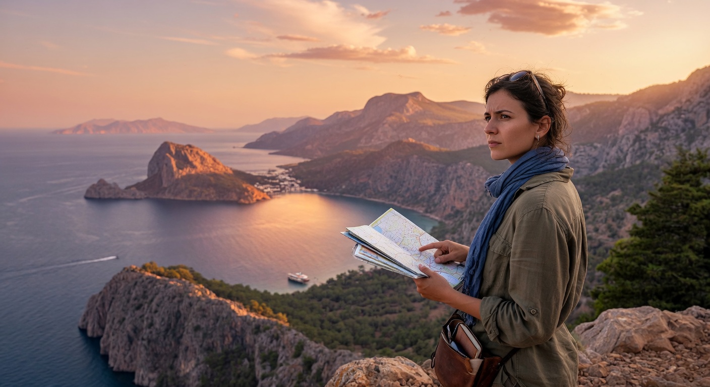 Scenic overview of a Turkish adventure landscape suitable for planning balloon, paragliding or gorge trips